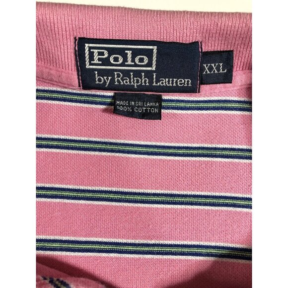 Mens Polo Ralph Lauren Pink Stripped Summer Cotton Polo Shirt Sz XXL - Picture 4 of 6